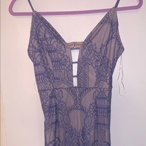Lilac purple lace long dress